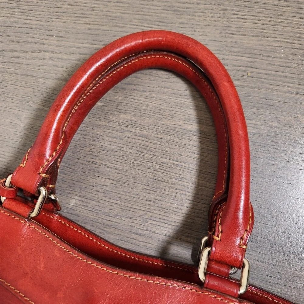 Dooney & Bourke Florentine Vachetta Leather Satchel Tote Crossbody Bag Red